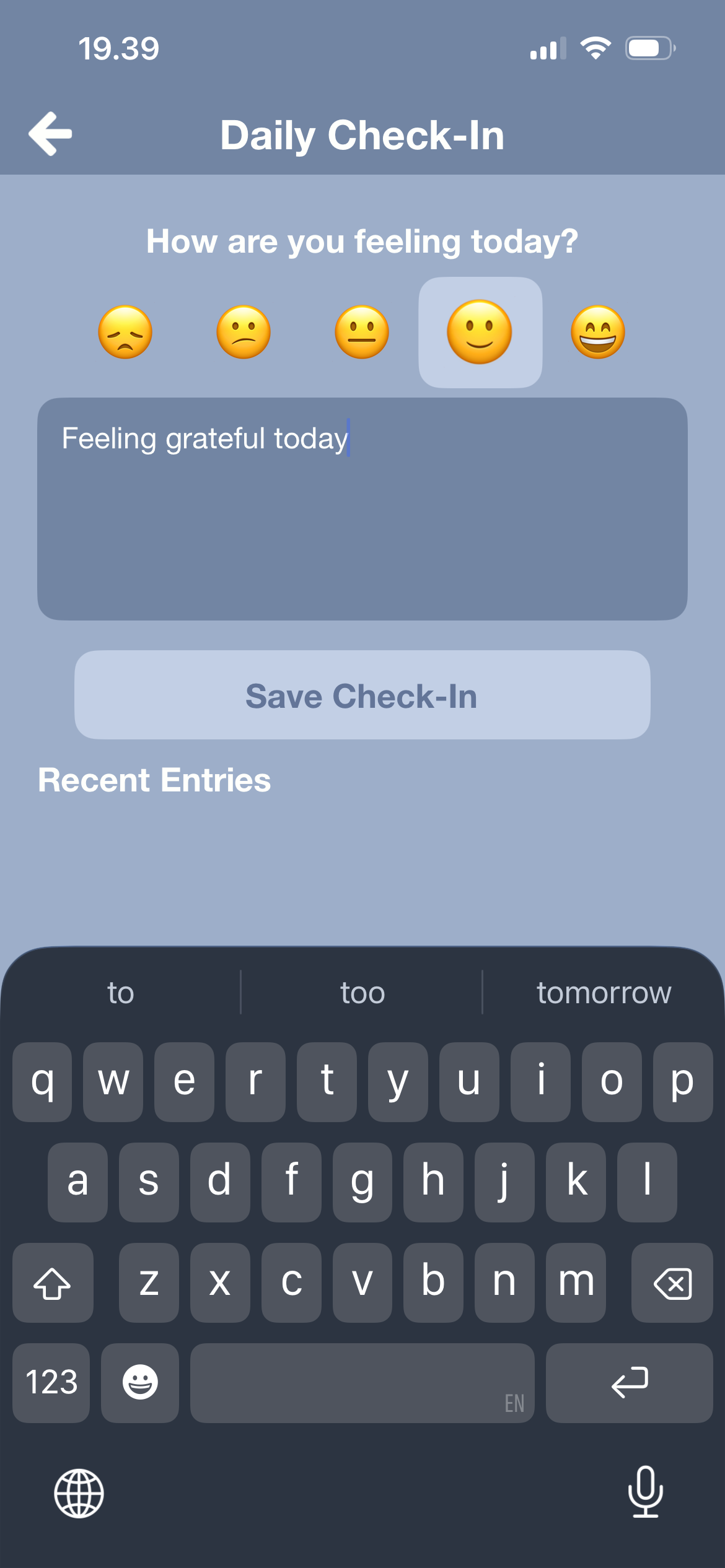 Daily journal check-in