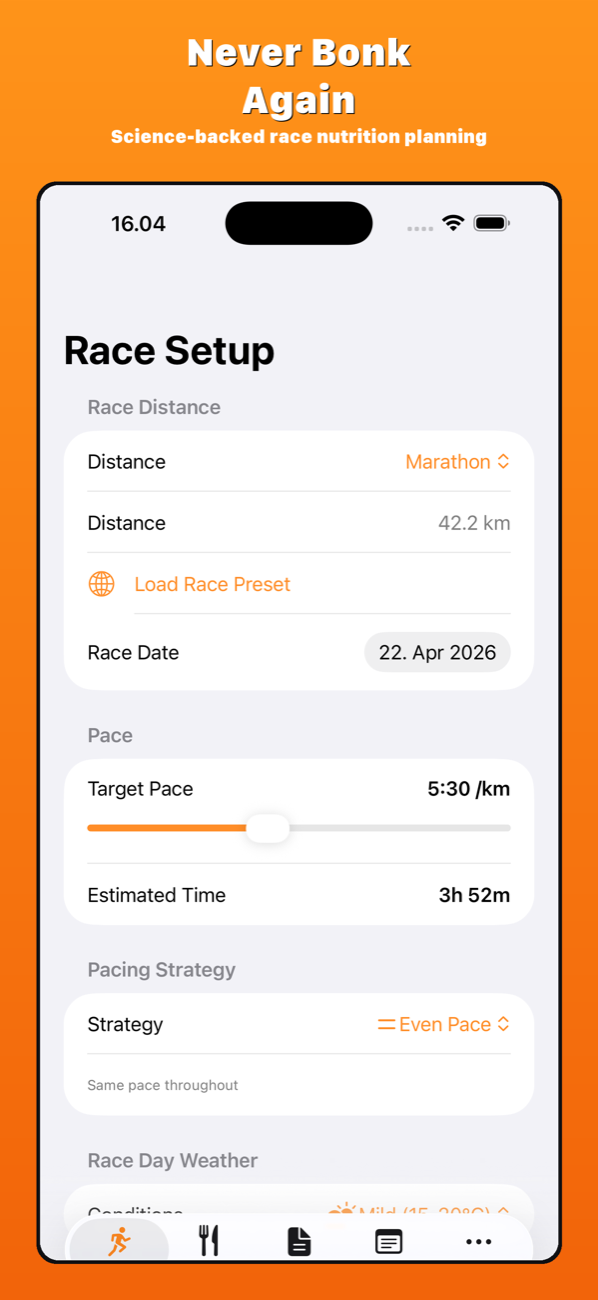 Runtrition race nutrition plan